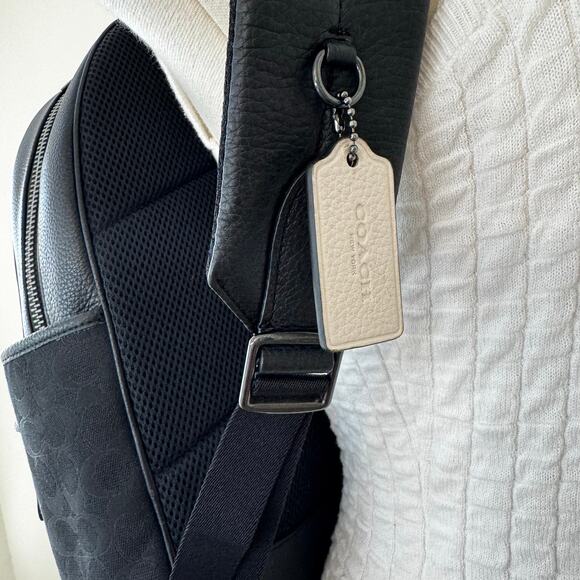Coach Thompson Signature Jacquard Backpack Bag Varsity Stripe Canvas Leather - Picture 15 of 16